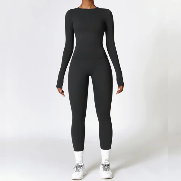 2PCS Yoga Set Women's Sportswear Yoga Clothes Fitness Long Sleeve Tracksuits Sports Suit Gym Top High Waist Leggings Women sets - Image 5