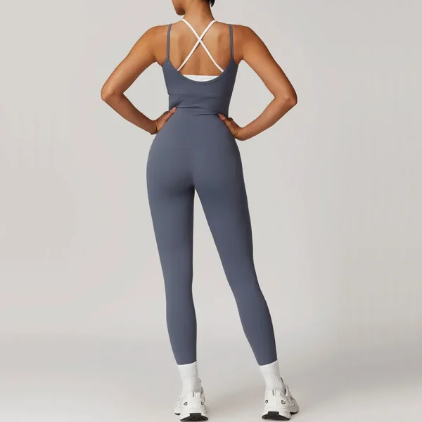 Sexy Women's Clothes Yoga Set Color Blocking Jumpsuits One Piece Fitness Rompers Sleeveless Sportswear Gym Set Workout Tracksuit - Image 5
