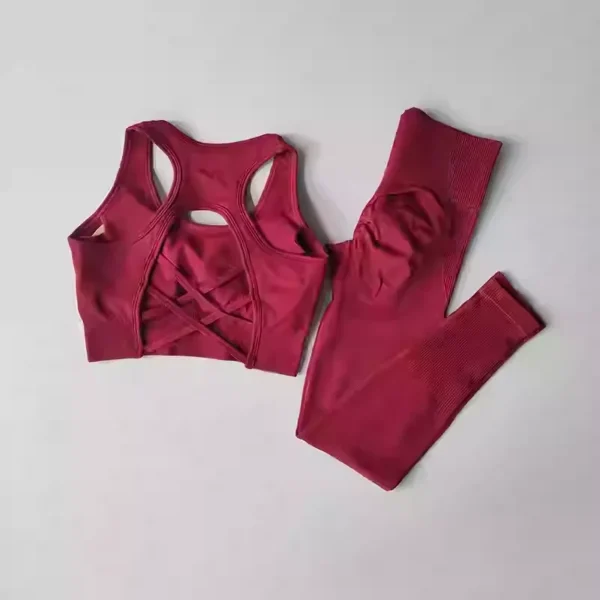 Seamless High Waist Leggings Tracksuit for Women, Yoga Sets, Sportswear, Workout, Sports Bra, Gym Clothing - Image 2