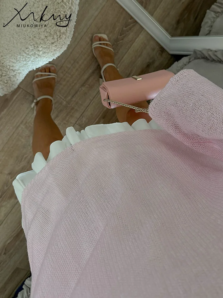 T Shirts Oversize Thin Knitted Pullovers Women Summer Trumpet Long Sleeve T Shirt For Women Loose Top Tees Transparent Sweater - Image 2