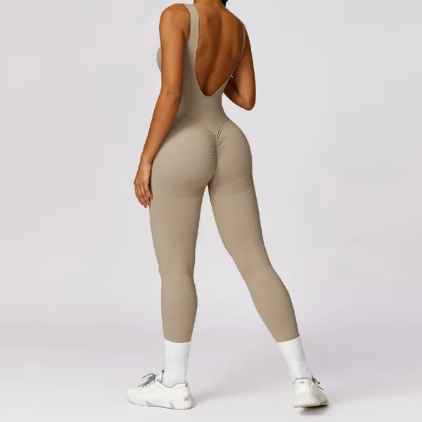 Seamless One-piece Suit Women Sports Jumpsuit Push up Yoga Suit Backless Sportswear Set Women Sleeveles Workout Bodysuits Female - Image 3