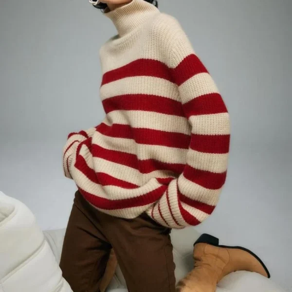 Red Striped Sweater White Jumpers Autumn Winter Long Sleeve Women Thick Y2k Black Spring 2024 Sweaters Y2k E-girl Pullovers - Image 3