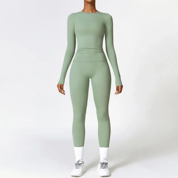 2/3PCS Yoga Set Women Workout Set Seamless Sportswear Gym Clothing Fitness Long Sleeve Crop Top High Waist Leggings Sports Suits - Image 2