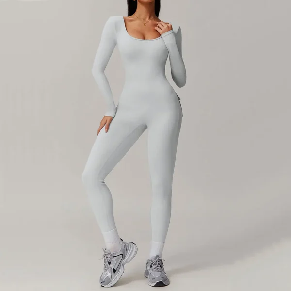 Sexy Back V Jumpsuit Gym Set Women Long Sleeved Yoga Suit Sportswear Women Sports Jumpsuit Fitness Rompers Workout Bodysuits - Image 4