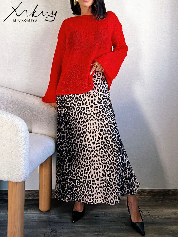 T Shirts Oversize Thin Knitted Pullovers Women Summer Trumpet Long Sleeve T Shirt For Women Loose Top Tees Transparent Sweater - Image 5