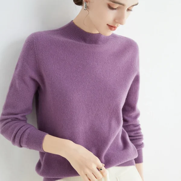 100% Merino Wool Cashmere Sweater Women Knitted Sweater Turtleneck Long Sleeve Pullovers Autumn Winter Clothing Warm Jumper Tops - Image 2