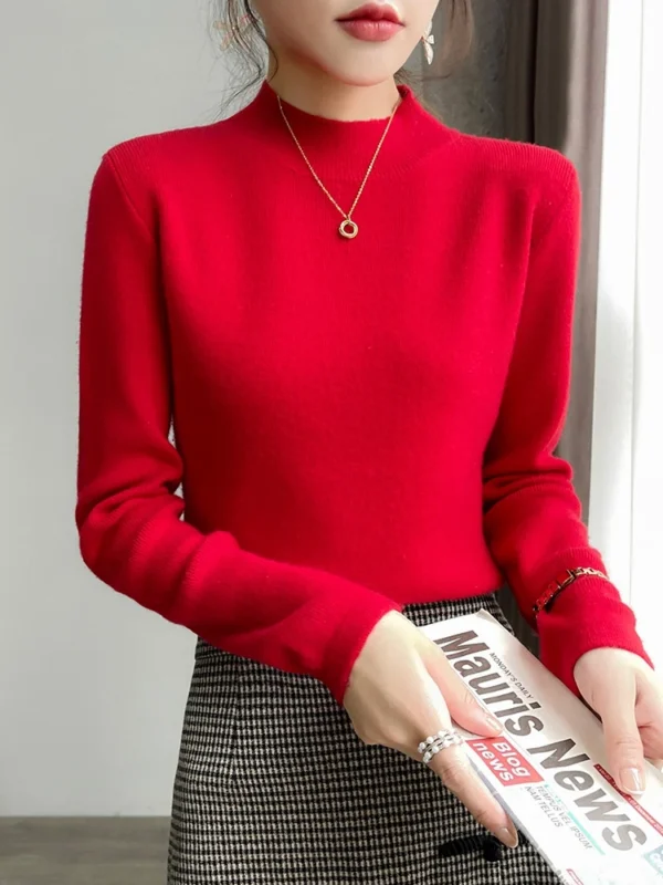 Women's Half Turtleneck Sweater Fall and Winter Inner Wear Bottoming Shirt Slim-Fit Figure Flattering Sweater New Versatile Top - Image 5