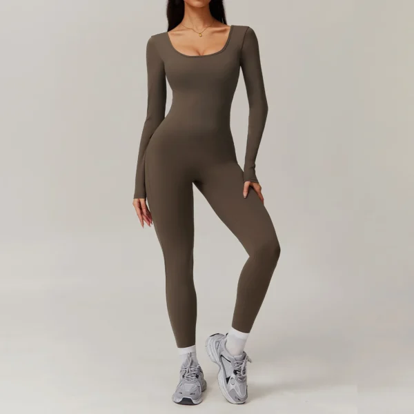 Sexy Back V Jumpsuit Gym Set Women Long Sleeved Yoga Suit Sportswear Women Sports Jumpsuit Fitness Rompers Workout Bodysuits - Image 5