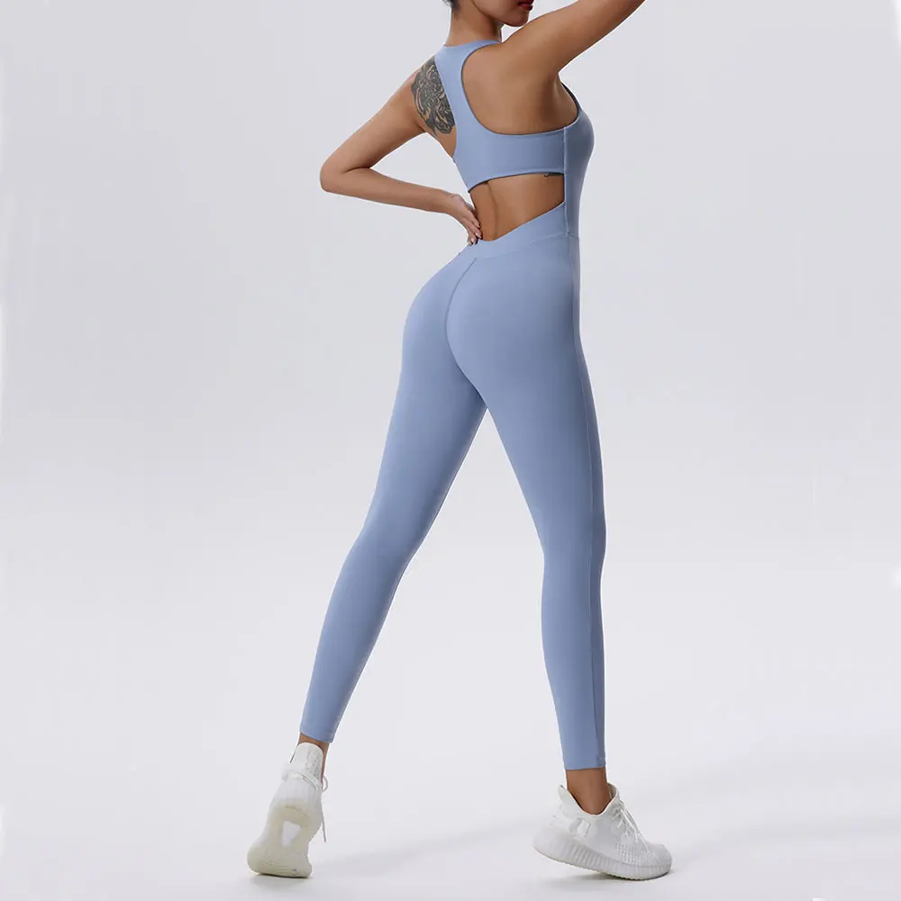 Women's Tracksuit Yoga Set Zipper Jumpsuits One Piece Fitness Sportswear Workout Rompers Sportswear Gym Set Workout Clothes - Image 4