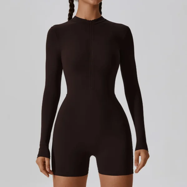 Zipper Long Sleeve Boilersuit Women's Workout Tracksuit Sportswear Yoga Set Dance Fitness Bodysuit Sexy Gym Clothes Yoga Suit - Image 3