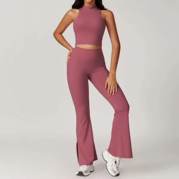 2 Pieces Women Yoga Set Zipper Long Sleeve Crop Top High Waist Leggings Sports Suits Workout Sportswear Gym Clothing Fitness - Image 4