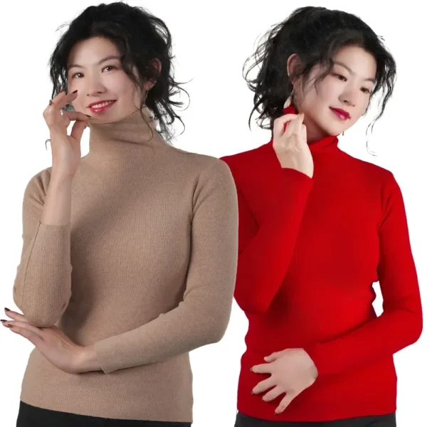 Turtleneck Sweater Women Pullover Knitwear Slim Jumpers Long Sleeve Autumn Winter Warm Tops Woman Sweaters Clothing Jersey - Image 4