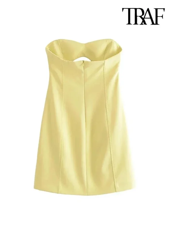 TRAF-Women's Strapless Hollow Out Mini Dress, Sexy Sweetheart Neck, Back Zipper, Female Dresses, Fashion - Image 2