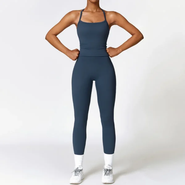 2PCS Yoga Set Women Gym Clothing Fitness Workout Set Sportswear Female Long Sleeve Crop Top High Waist Leggings Sports Suits - Image 2