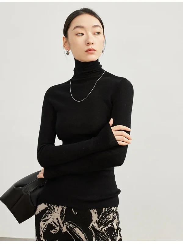 2024 autumn and winter new cashmere sweater women's loose knitted base wool sweater women's high neck warm pullover sweater