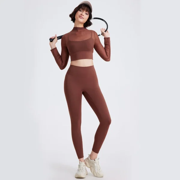 Two Pieces Fitness Yoga Set Women Solid Color Gym Suit Super Stretch Breathable Running Sportswear Female Workout Clothes - Image 3