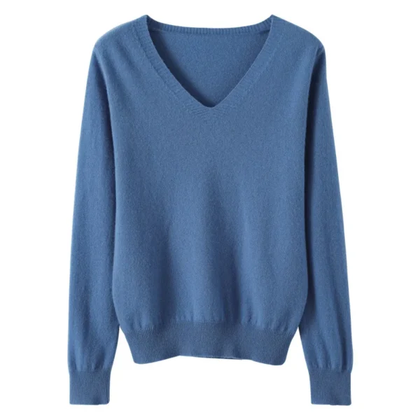 Women's Sweater 2023 Autumn Winter Knitted Pullovers V-neck Slim Fit Bottoming Shirt Solid Soft Knitwear Jumpers Basic Sweaters - Image 2