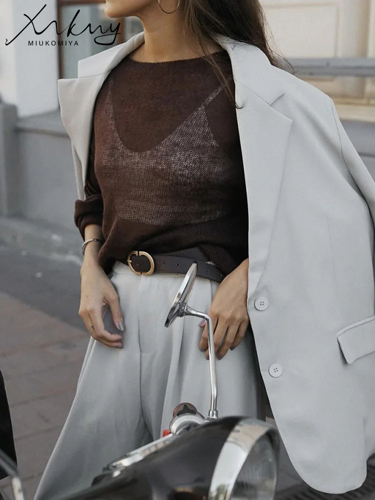 T Shirts Oversize Thin Knitted Pullovers Women Summer Trumpet Long Sleeve T Shirt For Women Loose Top Tees Transparent Sweater - Image 4