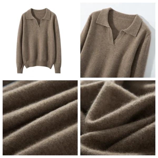 WinvyNee Women Cashmere Merino Wool Sweater Polo Neck Loose Solid Knit Tops Sweaters Casual Pullover Jumpers Autumn A1054004 - Image 5