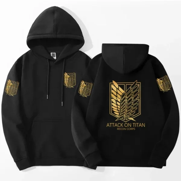 2024 Attack on Titan printed hooded sweatshirt Harajuku round neck sweater AOT sleeve sportswear