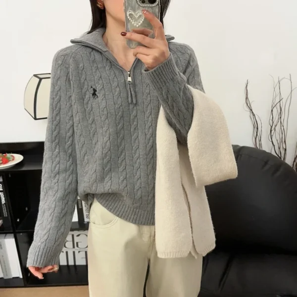 2024 Autumn and Winter New Cashmere Sweater Women Long Sleeve thick Half zipper Cashmere Sweaters Women
