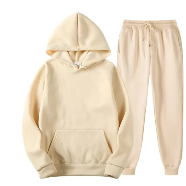 New men's and women's sportswear hoodie casual solid color thick pullover and pants two-piece set autumn and winter jogging suit