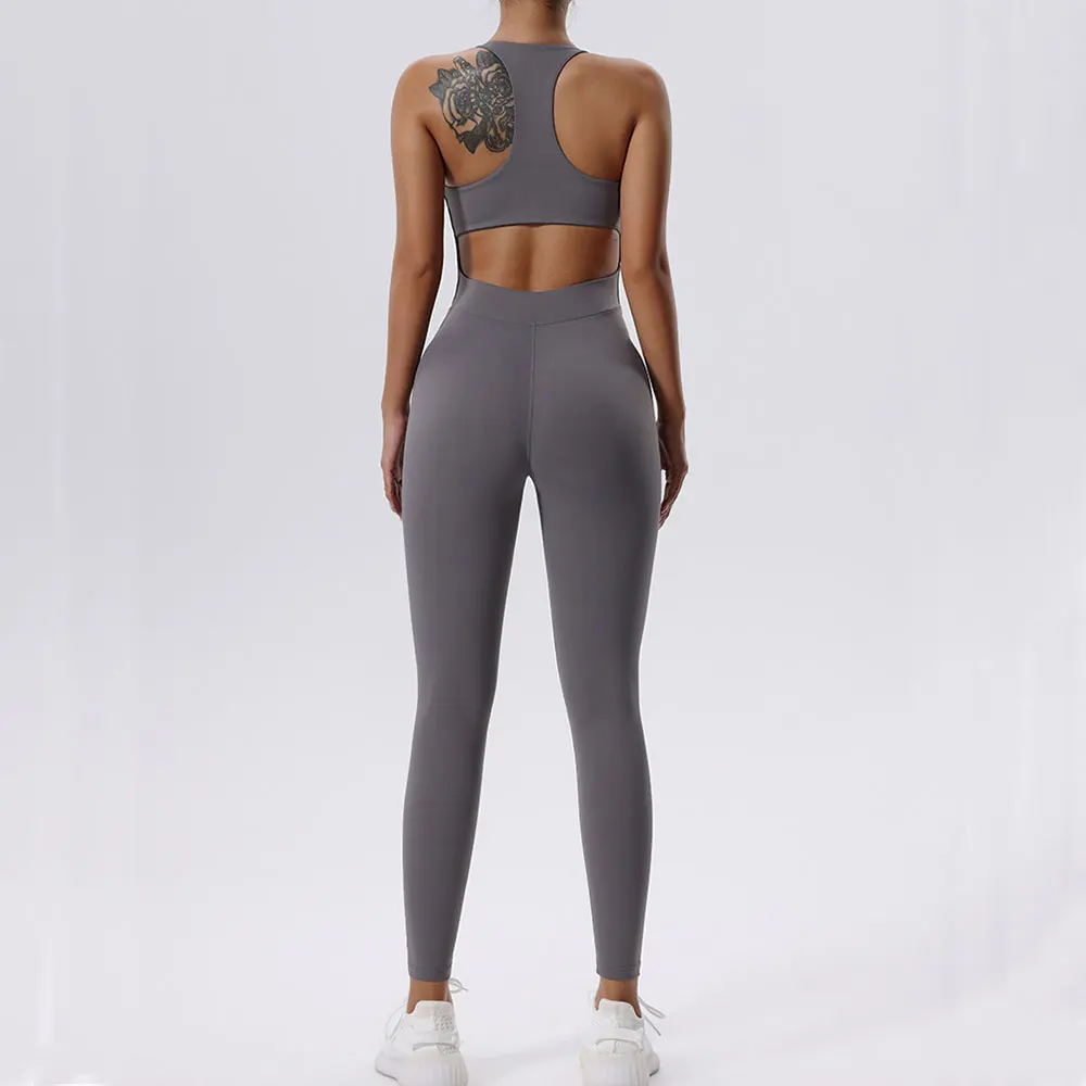 Women's Tracksuit Yoga Set Zipper Jumpsuits One Piece Fitness Sportswear Workout Rompers Sportswear Gym Set Workout Clothes - Image 5