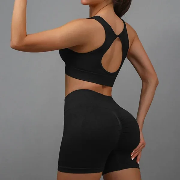 2 Pcs Yoga Set Women Hollow Back Sports Bra+Hip Lifting Sports Shorts Workout Set Seamless Fitness Gym Set Sportswear Tracksuit - Image 6