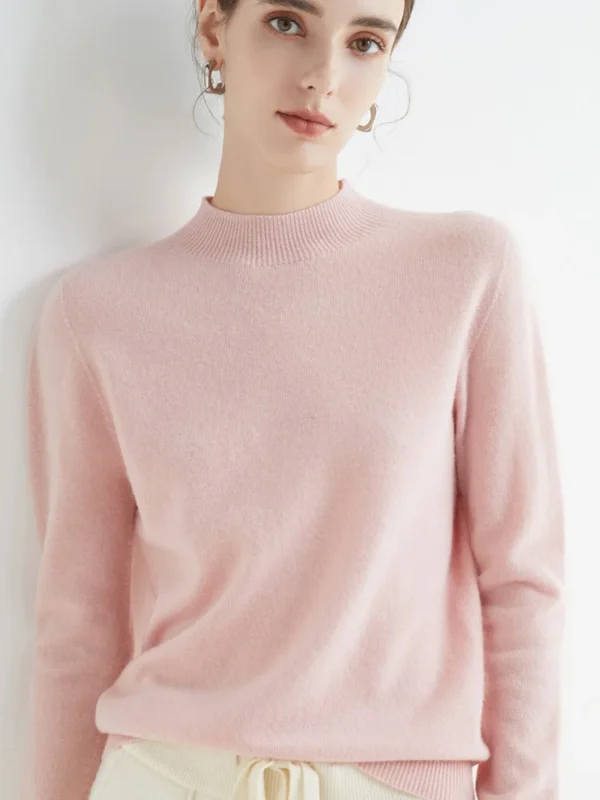 AOSSVIAO 2024 Autumn Winter Solid Mock-neck Pullover Sweater For Women Casual Knitwear Female Clothing Basic Soft Tops - Image 3